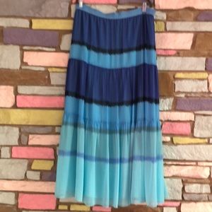 Ann Taylor blue ruffle maxi skirt. Size XL